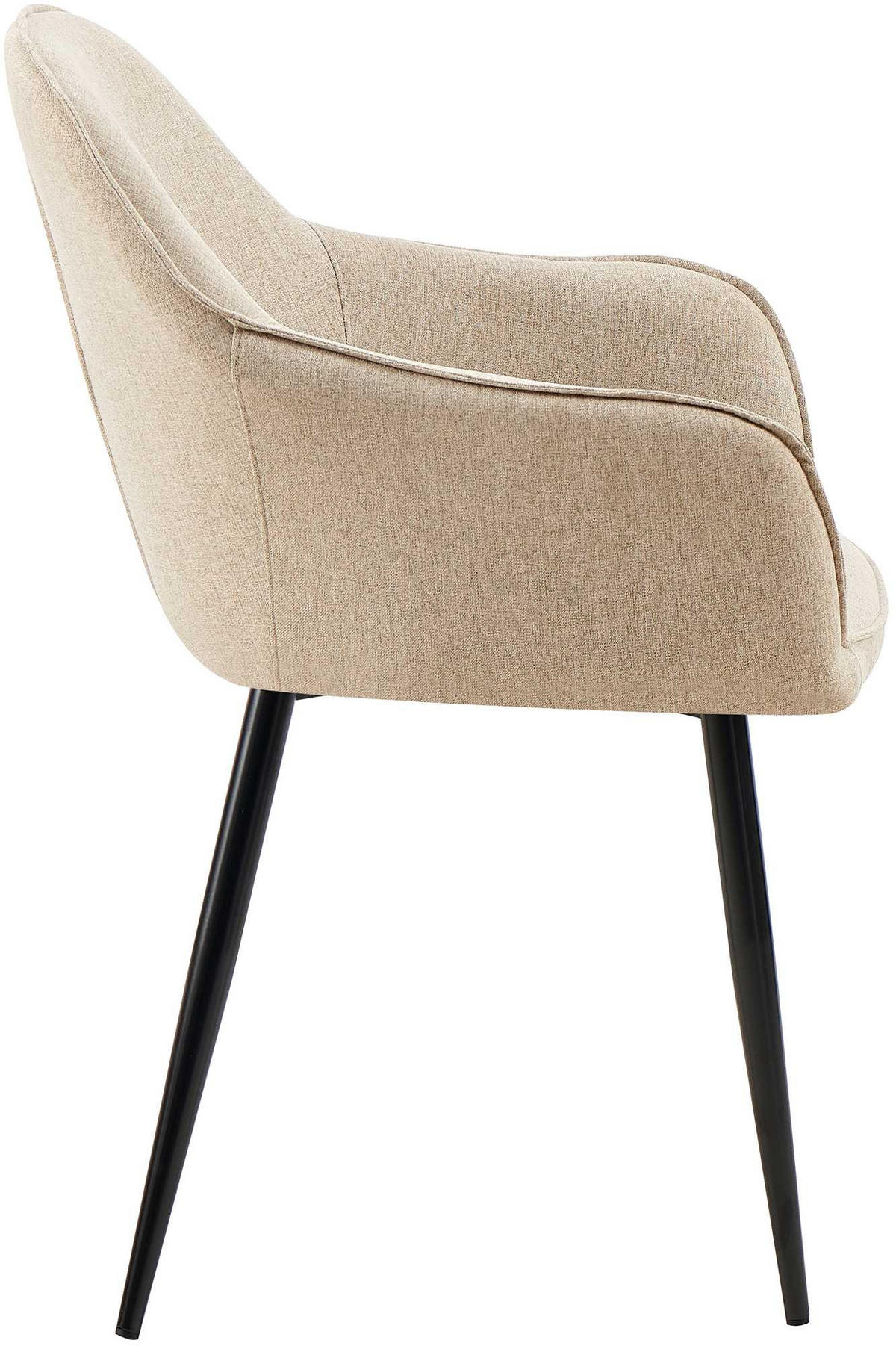 WOHNZIMMERSTUHL 2er Set Stoff taupe - Taupe/Schwarz, Textil/Metall (60/84/60cm) - CLP