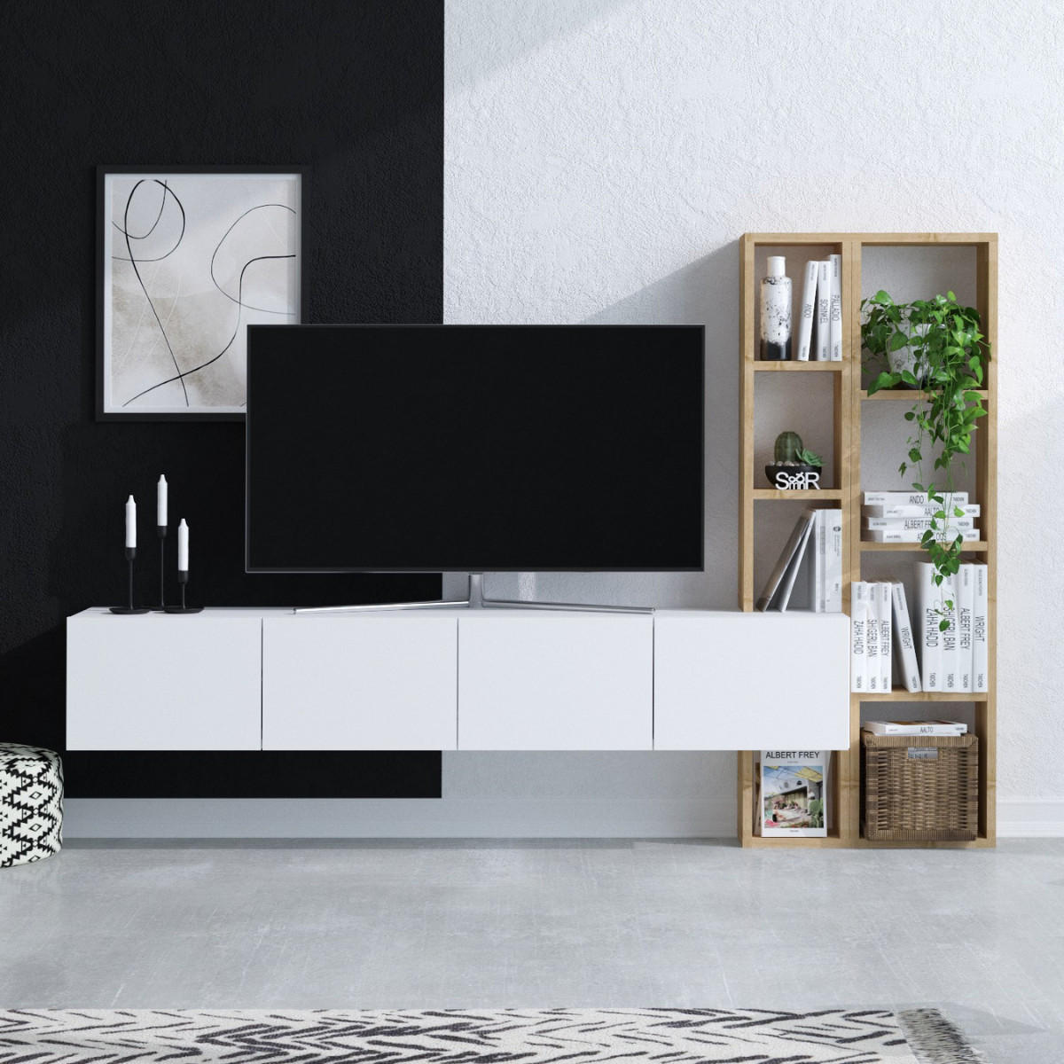 TV-SCHRANK 4 Türen Weiß Pana 182/32/25 cm - Weiß, Holzwerkstoff (182/25/32cm) - Calicosy