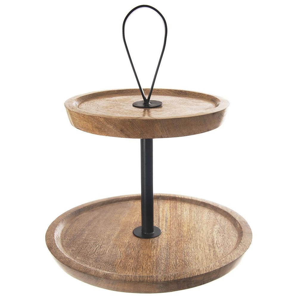 STÖCKIGE MANGO-HOLZ-ETAGERE 30 cm Natur / Schwarz - Schwarz/Naturfarben, Holz (25/30cm) - Orion 