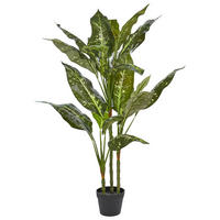 KUNSTPFLANZE im Blumentopf 110 cm Grün/Schwarz Dieffenbachia - Schwarz/Grün, Kunststoff (110cm) - Beliani