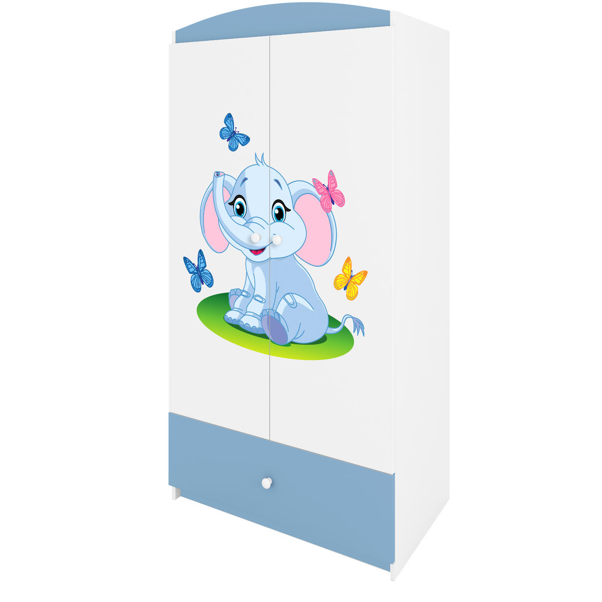 KINDERKLEIDERSCHRANK Elefant 90/175/52 - Blau, Holzwerkstoff (90/175/52cm) - Kocot Kids