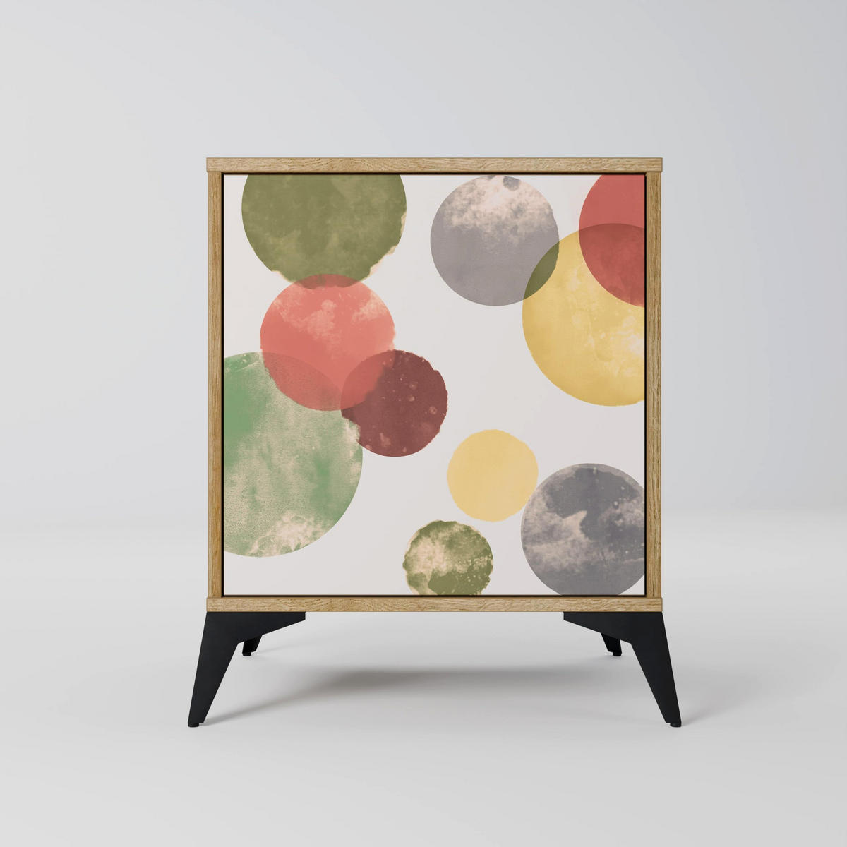 SIDEBOARD FLEETING HAPPINESS, Eichefarben, 57,5x42x75,5 cm, Goldfarbene Metallfüße - Eichefarben/Goldfarben, Holzwerkstoff/Metall (57.5/75.5/42cm) - SpaceRebels