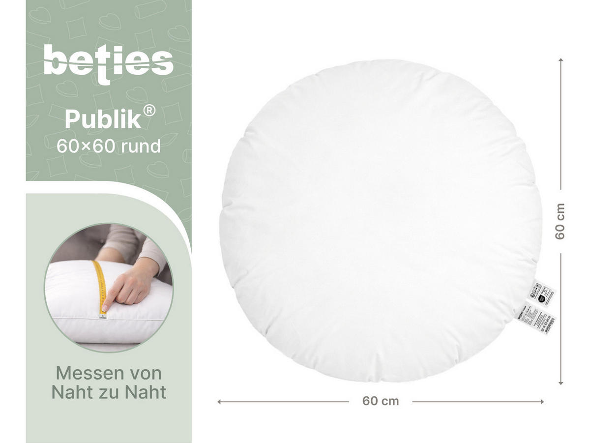 FEDERKISSEN Publik rund 60 cm Ø - Creme, Textil (60/60cm) - beties Heimtextil