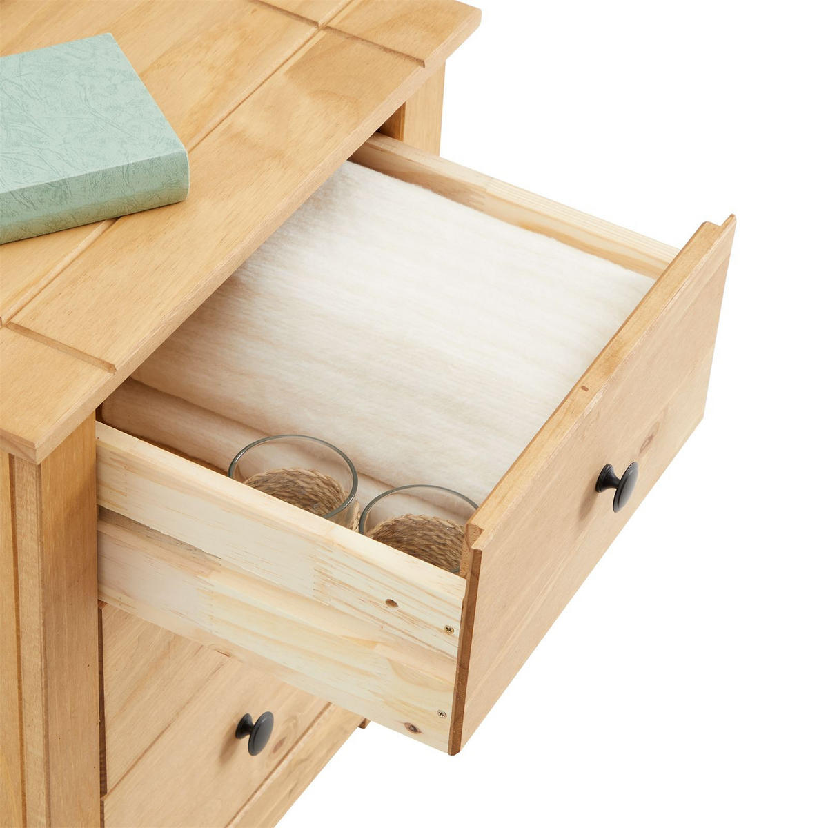 NACHTKOMMODE CANCUN gebeizt/gewachst - Kieferfarben, Holz (46/57/40cm) - CARO-Möbel