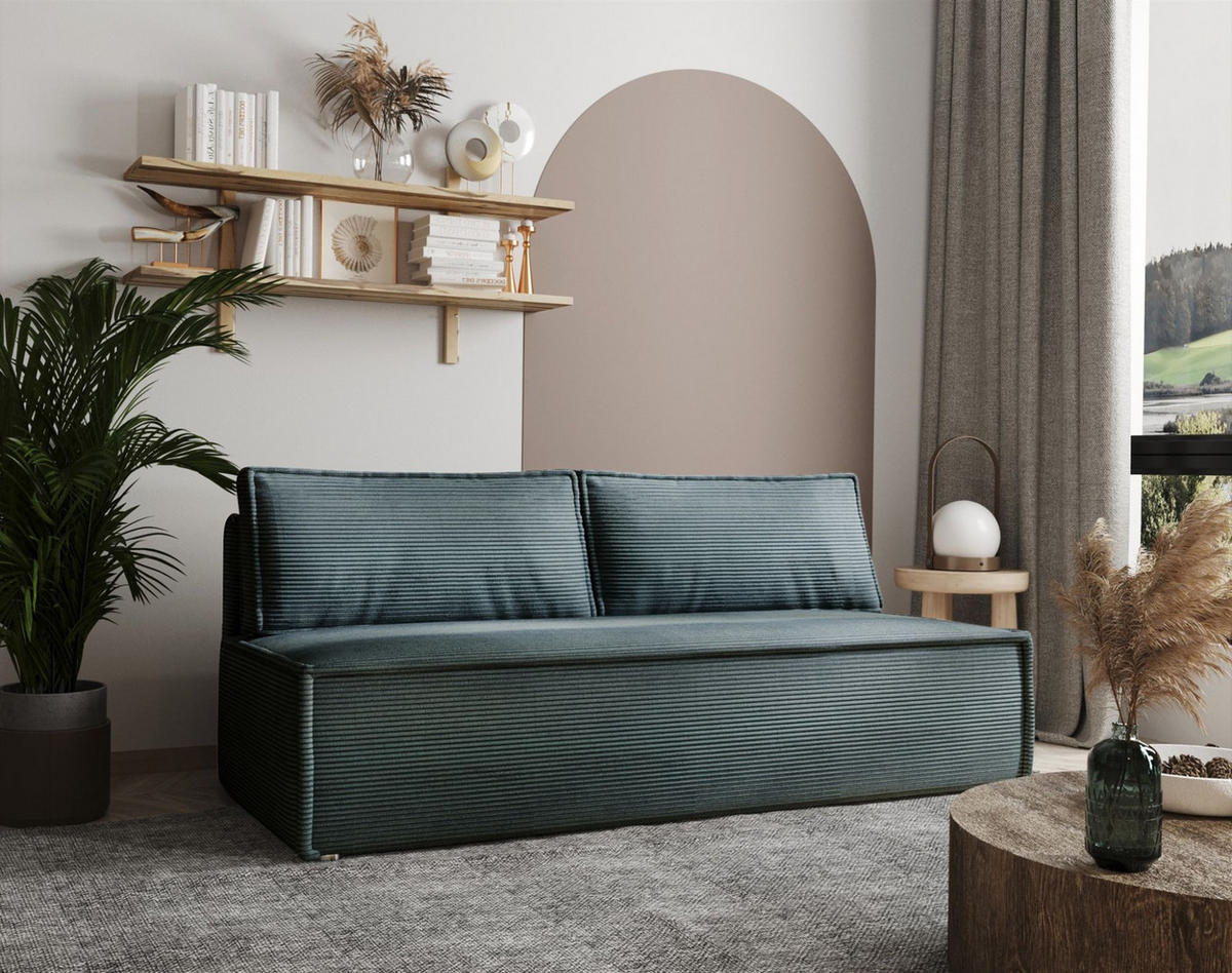 SCHLAFSOFA Amanda In Zoom - Blau, Holzwerkstoff/Textil (200/89/100cm) - Fun Möbel