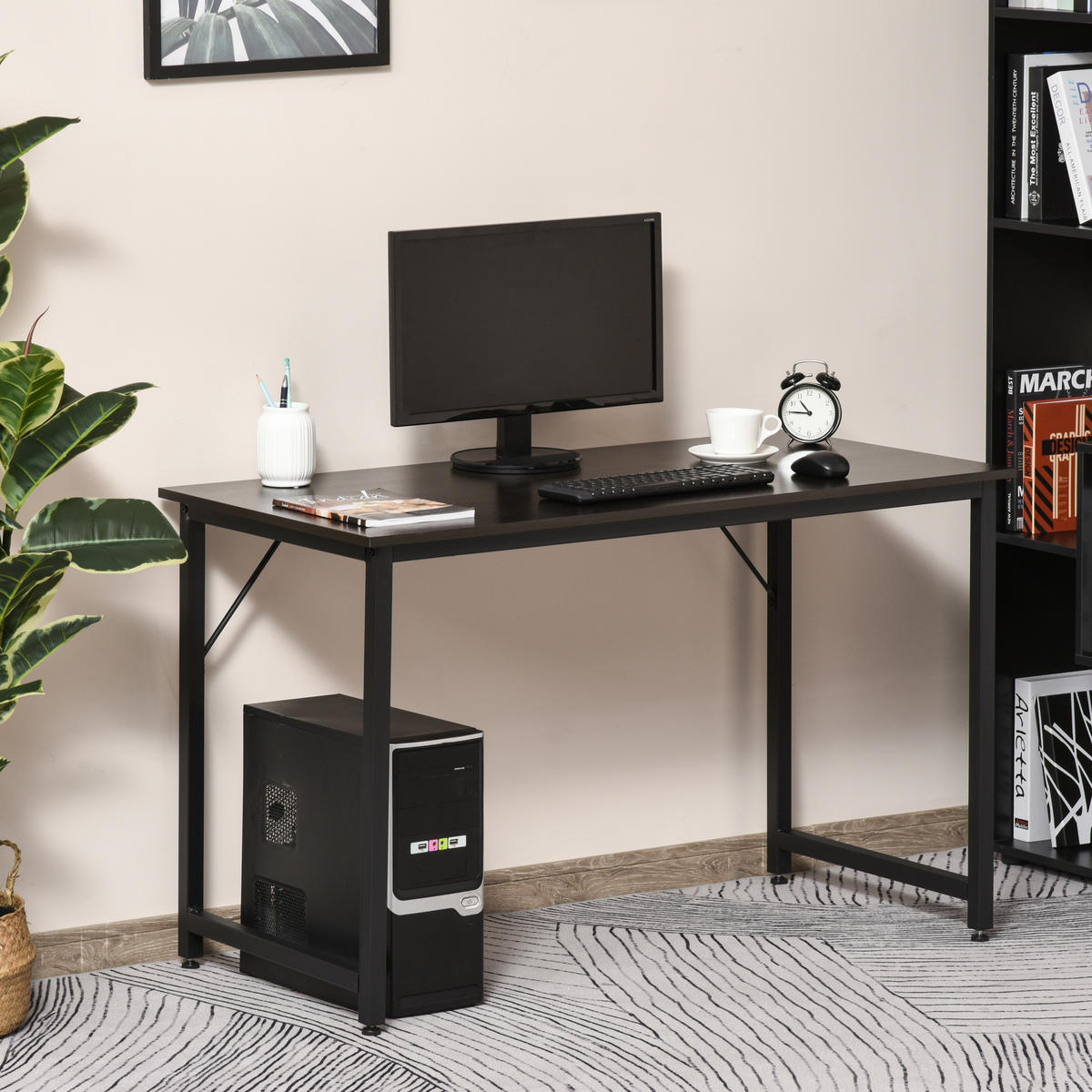 BÜROTISCH Holzmaserung, schwarz 1 Stück - Multicolor, Holzwerkstoff (130/58/73cm) - GiPP