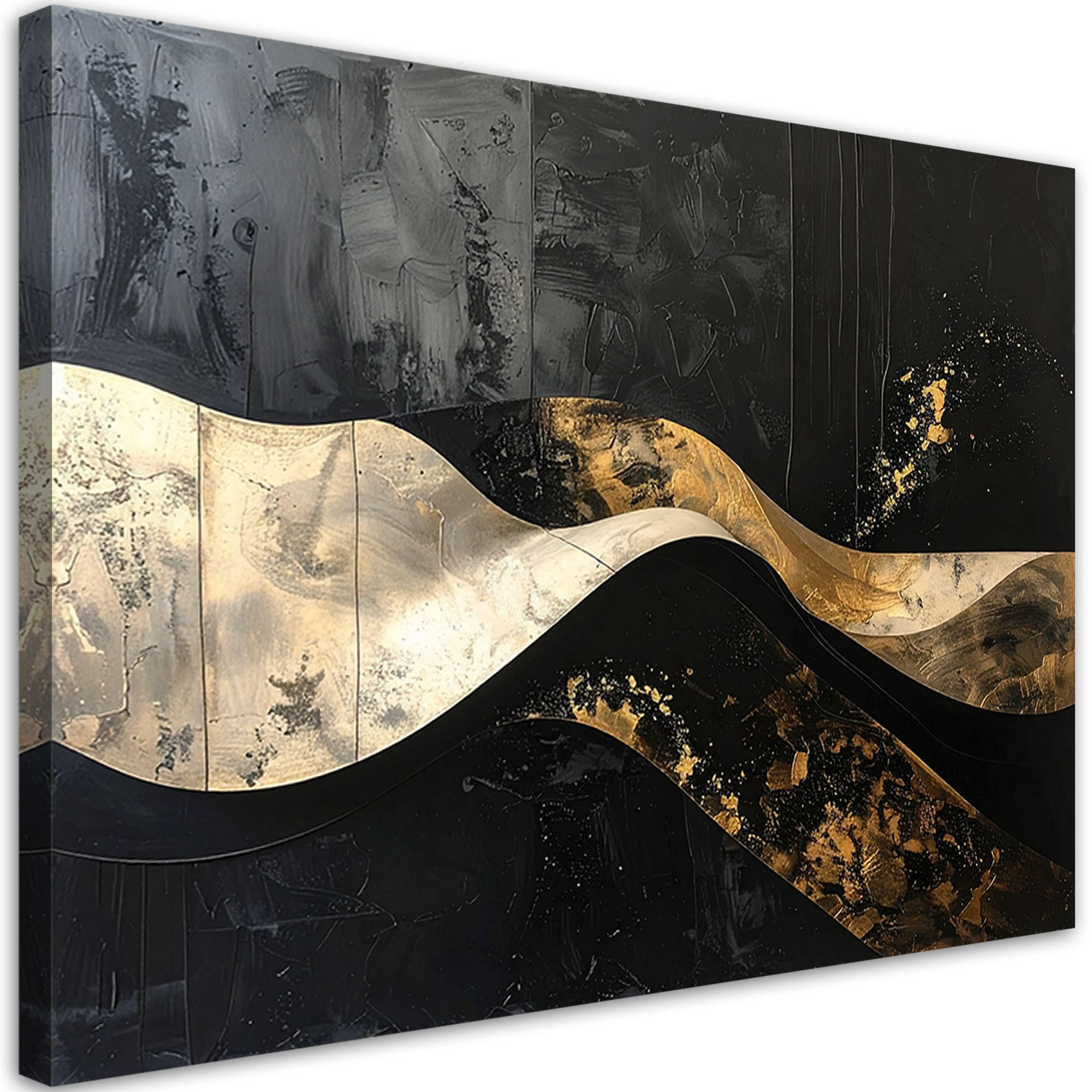 LEINWANDBILD Abstraktion 100x70cm - Schwarz, Textil (100/70cm) - Feeby