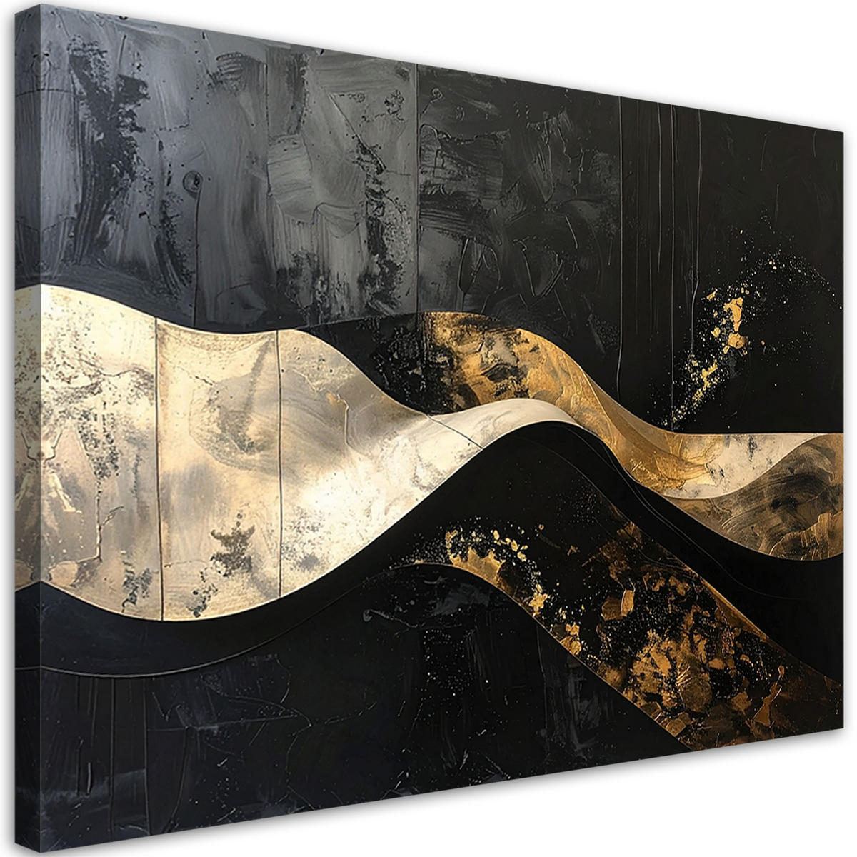 LEINWANDBILD Abstraktion 100x70cm - Schwarz, Textil (100/70cm) - Feeby