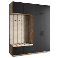 GARDEROBENSCHRANK REMA 200/240/60 cm Modern Eichefarben - Eichefarben/Schwarz, Holzwerkstoff (200/240/60cm) - MASSENO