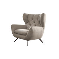 SESSEL CHARME Granit Cord - Greige/Schwarz, Textil/Metall (100/106/95cm) - KAWOLA