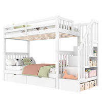 ETAGENBETT 90/200 cm weiß mit Treppenregal und zwei Schubladen - Weiß, Holz (90/200cm) - OKWISH