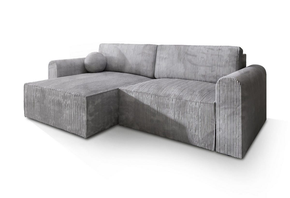 ROHOVÁ SEDAČKA FIANO světle šedá - šedá/světle šedá, dřevo/textil (245/148cm) - MASSENO