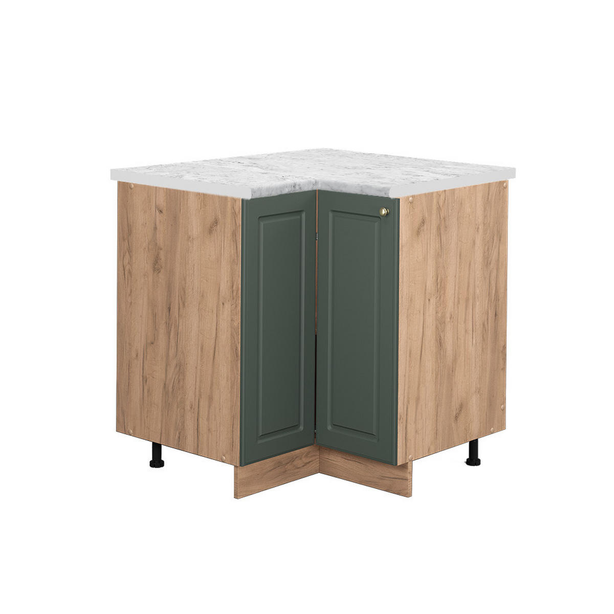 ECKUNTERSCHRANK Fame-Line Grün-Gold Landhaus 80.5 cm, AP Marmor - Eiche Wotan/Grün, Holzwerkstoff (80.5/82/60cm) - Vicco