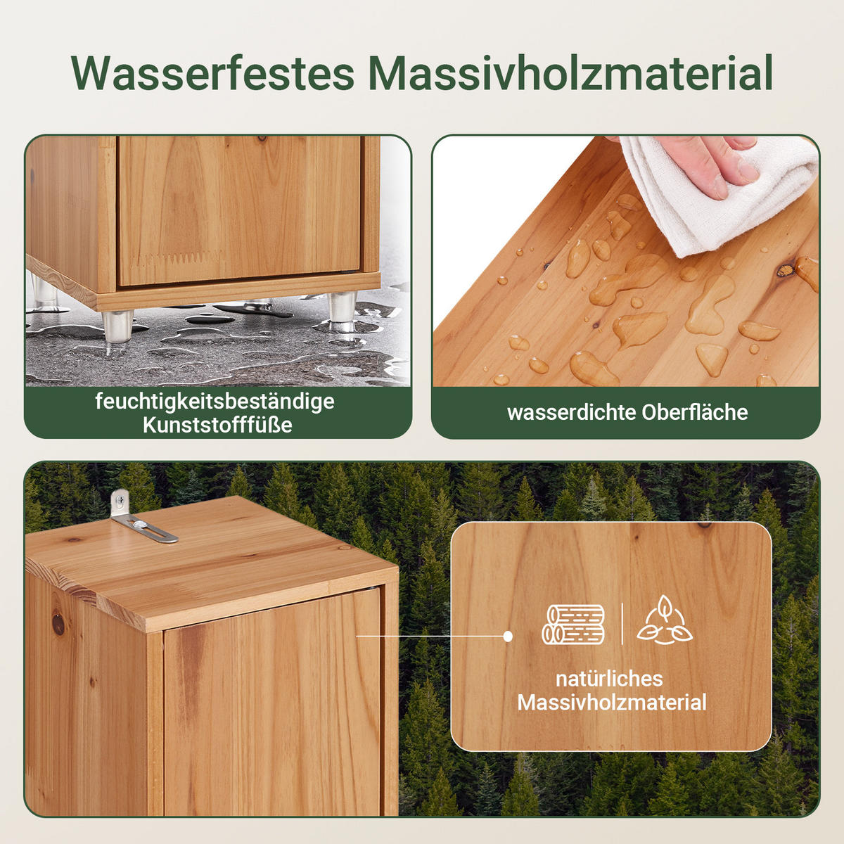 HOCHSCHRANK schmal Natur - Braun, Holz (20/180/20cm) - SoBuy