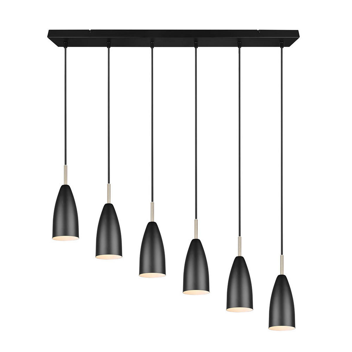 HÄNGELEUCHTE schwarz matt 6-flammig höhenverstellbar - Schwarz, Metall (90/9/150cm)