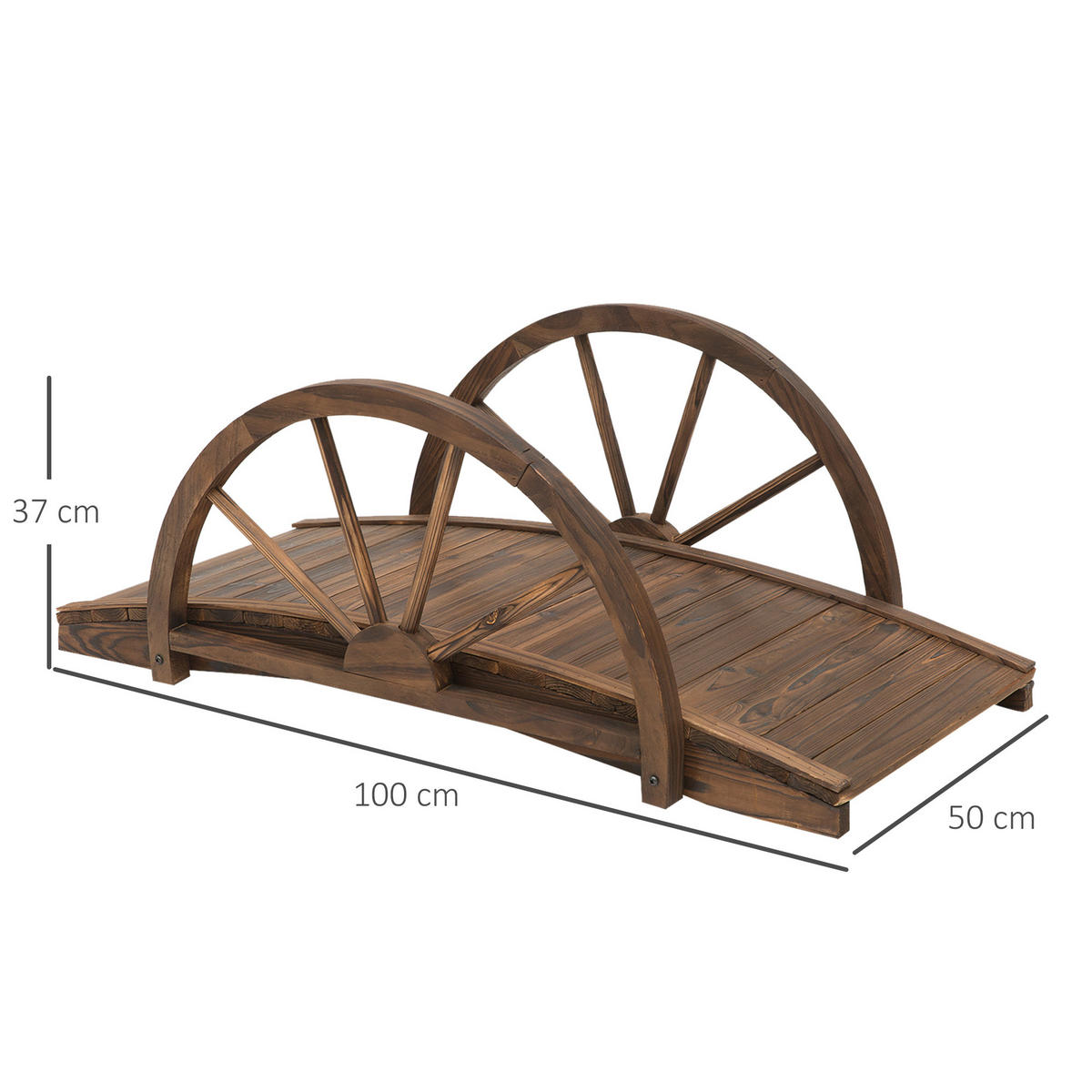 GARTENBRÜCKE aus Tannenholz - Dunkelbraun, Holz (100/50/37cm) - Outsunny