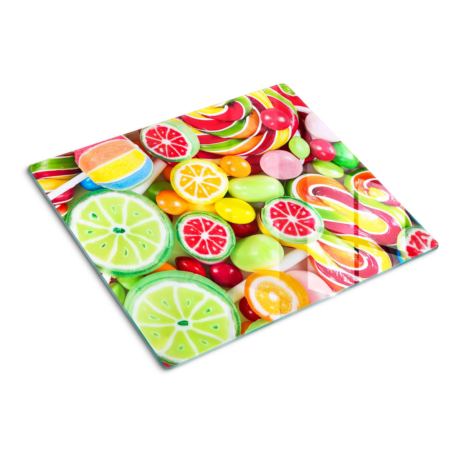 GLASPLATTE 60x52 cm Bunte Süßigkeiten - Multicolor, Glas (60/0.4/52cm) - TULUP