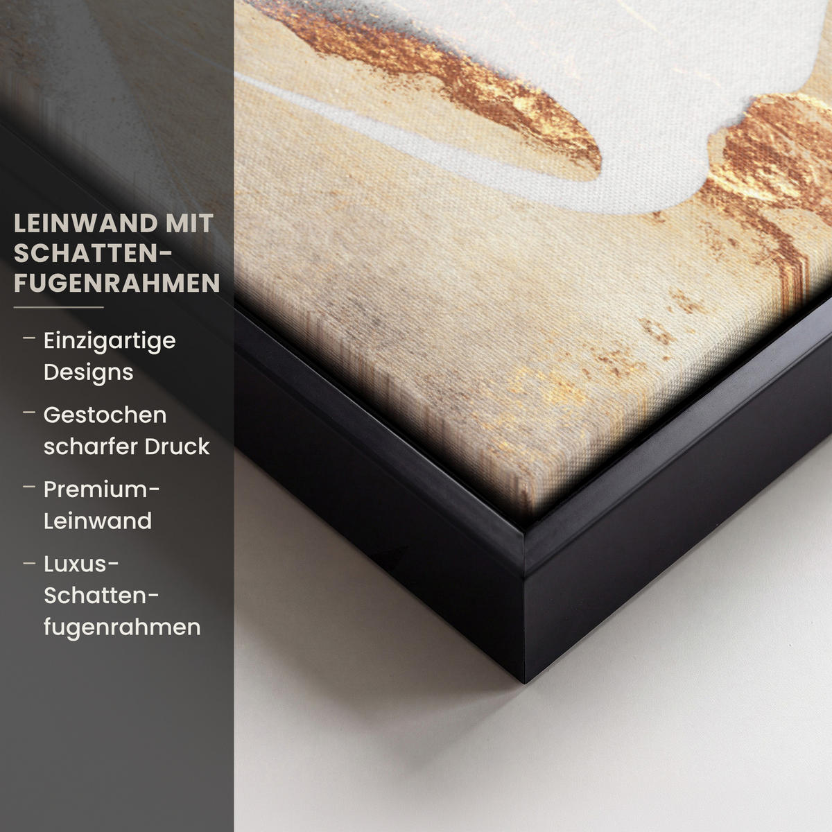 LEINWAND Bilder mit Rahmen - Luxus - Abstrakt - Gold - Weiß - 50x70 - Goldfarben, Textil (50/70cm) - MuchoWow