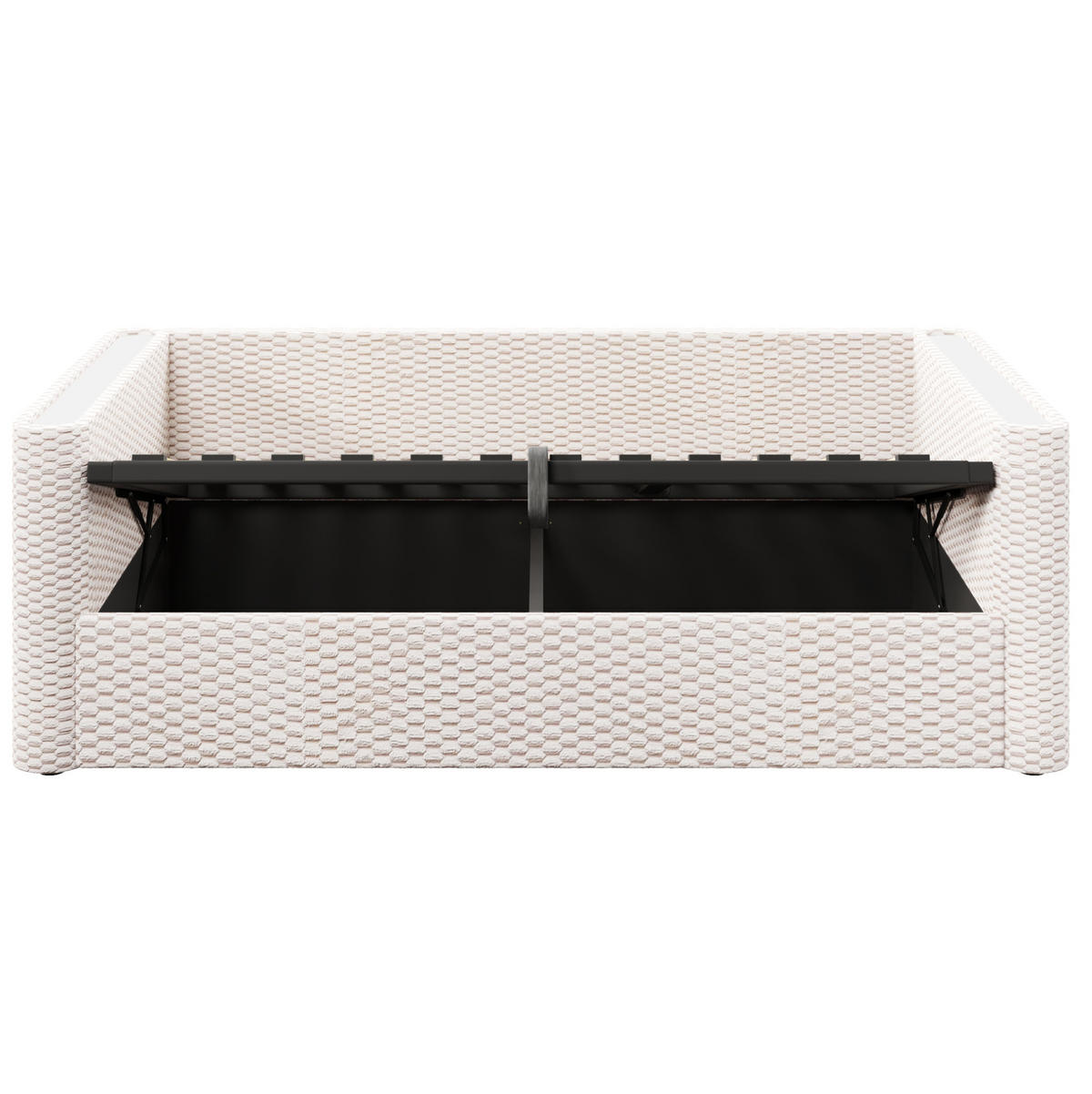 POLSTERBETT 90/200 cm mit LED-Beleuchtung, hydraulischem Stauraum und Lattenrost aus Samt, Beige - Beige, Textil (90/200cm) - Redom