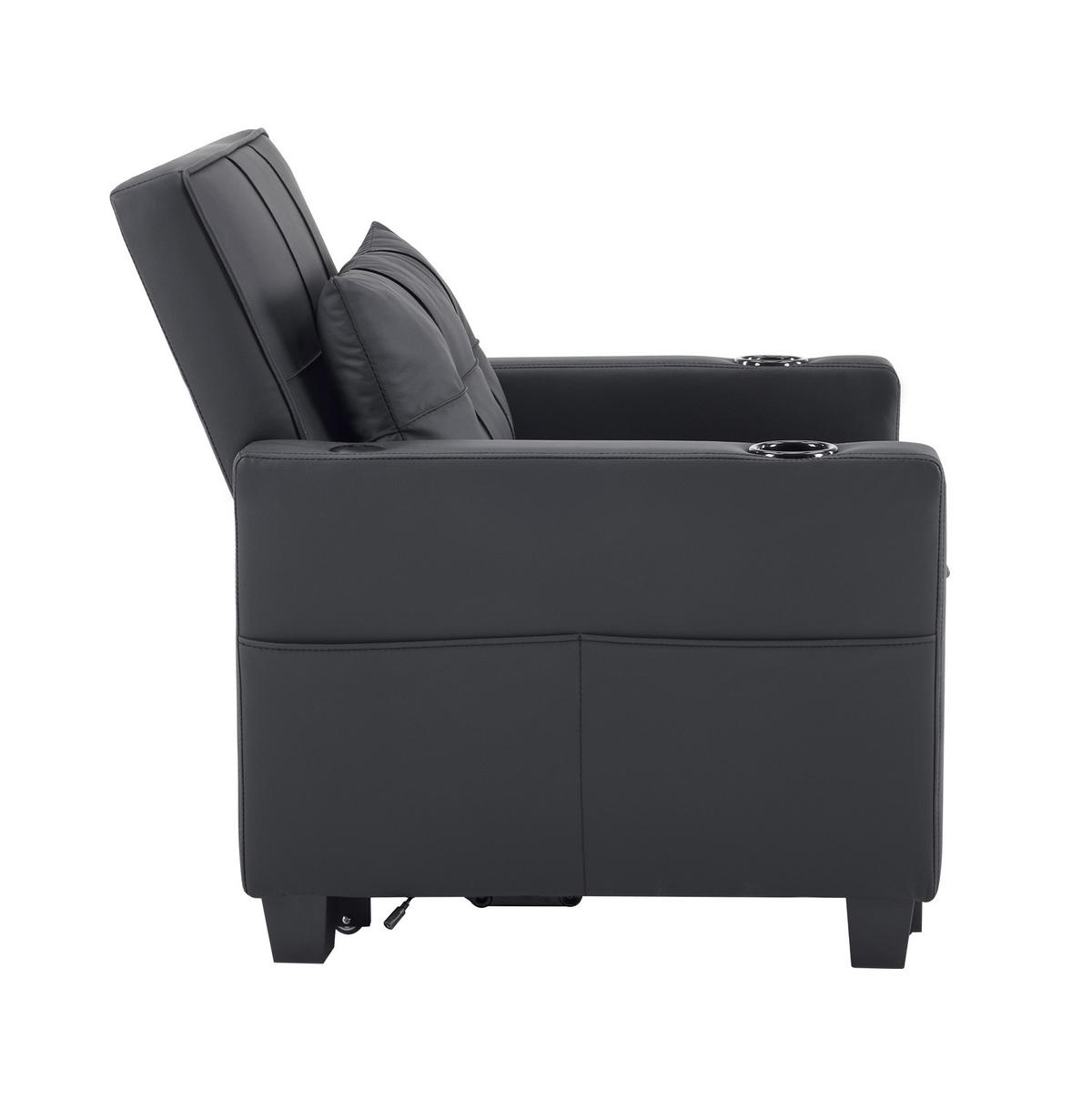 GÄSTESOFA 3-in-1 in Schwarz – ausziehbar, verstellbar und platzsparend - Schwarz, Holz (74/84/87cm) - BEAOK