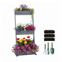 VERTIKALBEET - Anthrazit, Holz/Textil (60/140/50cm) - Relaxdays