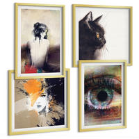 BILDER SET 4er Set - 50x50 cm & 40x60 cm Goldrahmen - Porträt einer Frau, Auge, Farben, Emotionen - Goldfarben, Kunststoff (50/50cm) - TULUP
