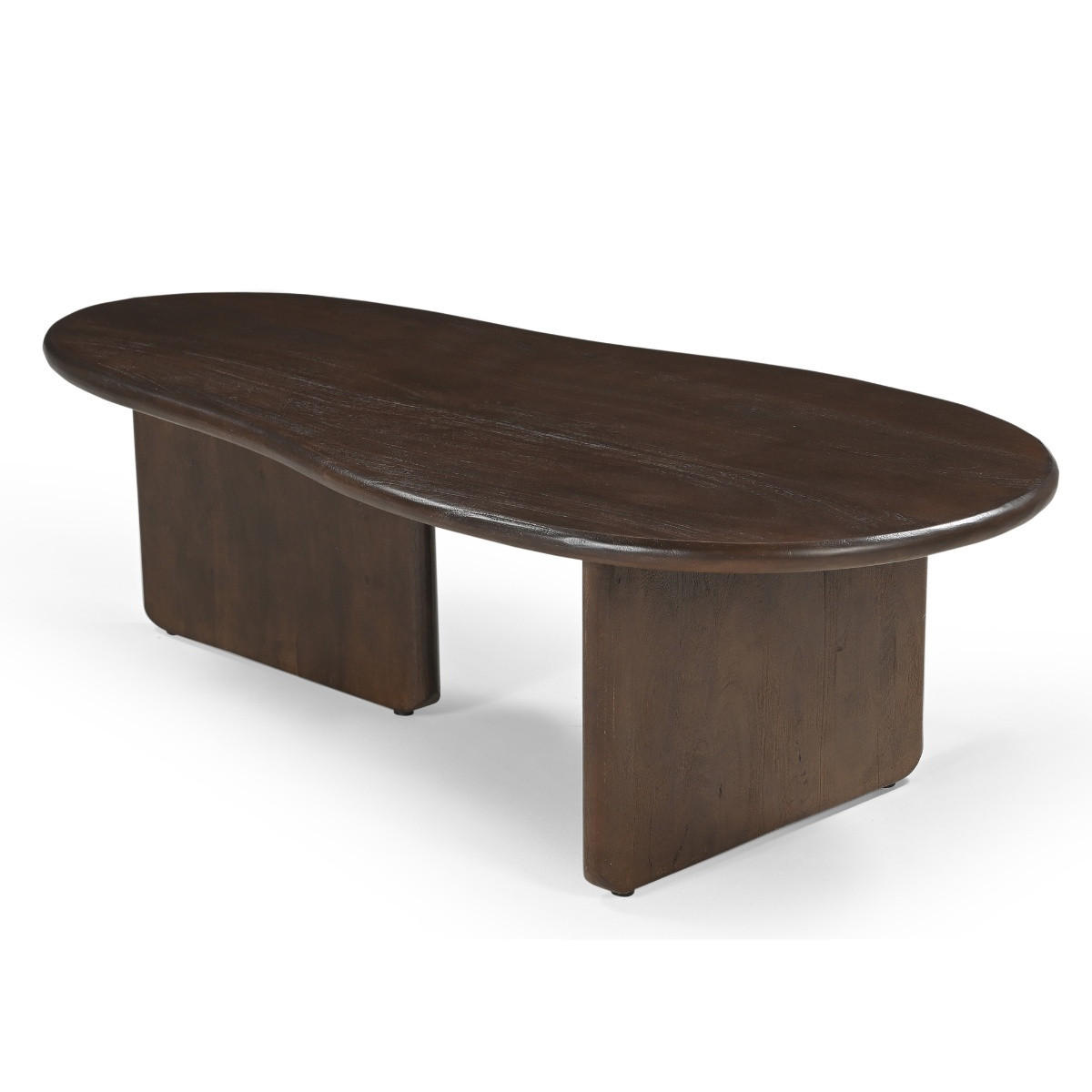COUCHTISCH mit organische form aus Mangoholz 130cm, dunkelbraun - Braun, Holz (130/65/38cm) - Giga Meubel