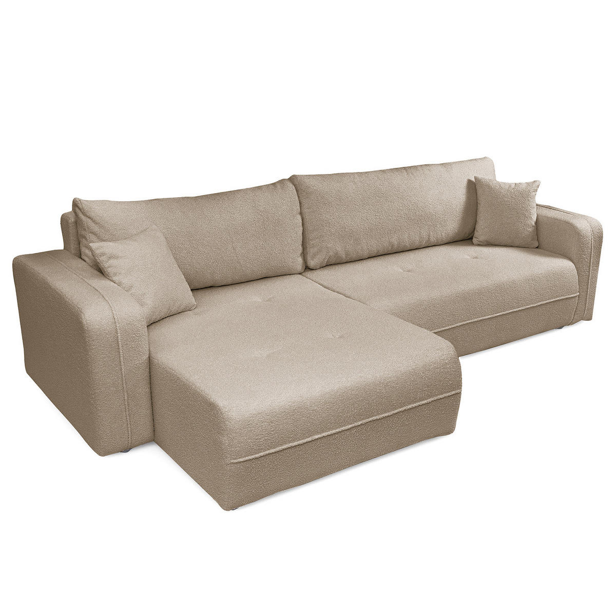 ECKSOFA mit Schlaffunktion - 272 cm - Graubraun/Schwarz, Kunststoff/Textil (272/145cm) - home24