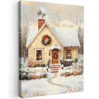 LEINWANDBILD Weihnachten - Zuhause - Winter - Schnee 30x40 cm - Creme, Textil (30/40cm) - MuchoWow