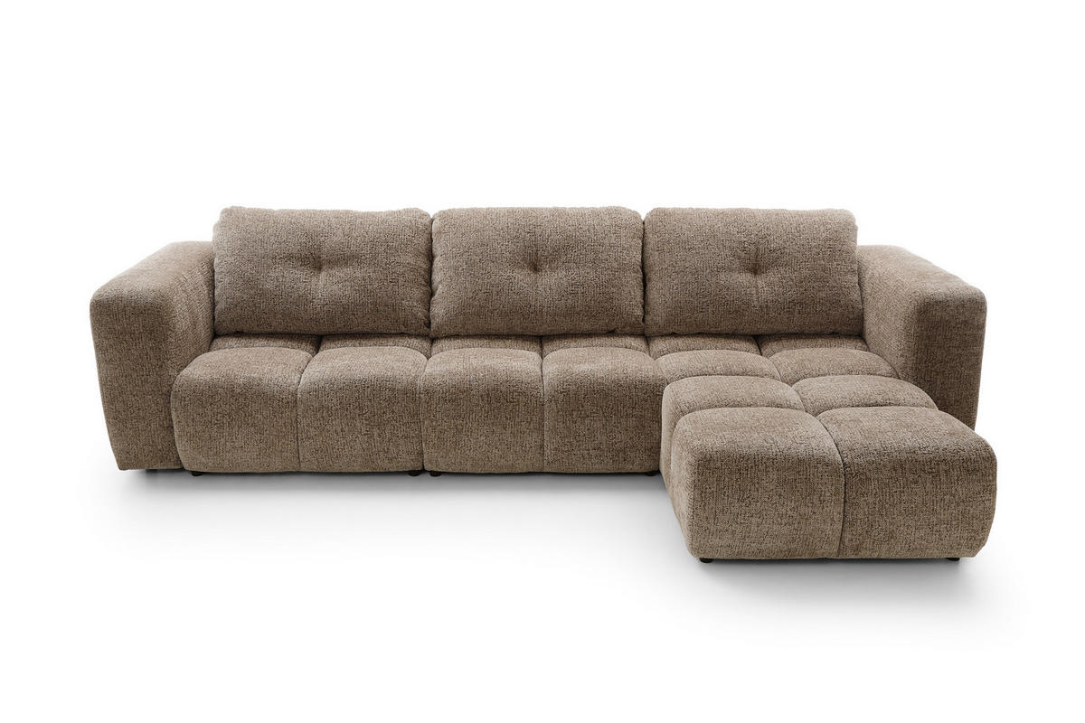 ECKSOFA ARTE 03 Braun Chenille mit Schlaffunktion - Braun, Holz (336/177cm) - MASSENO