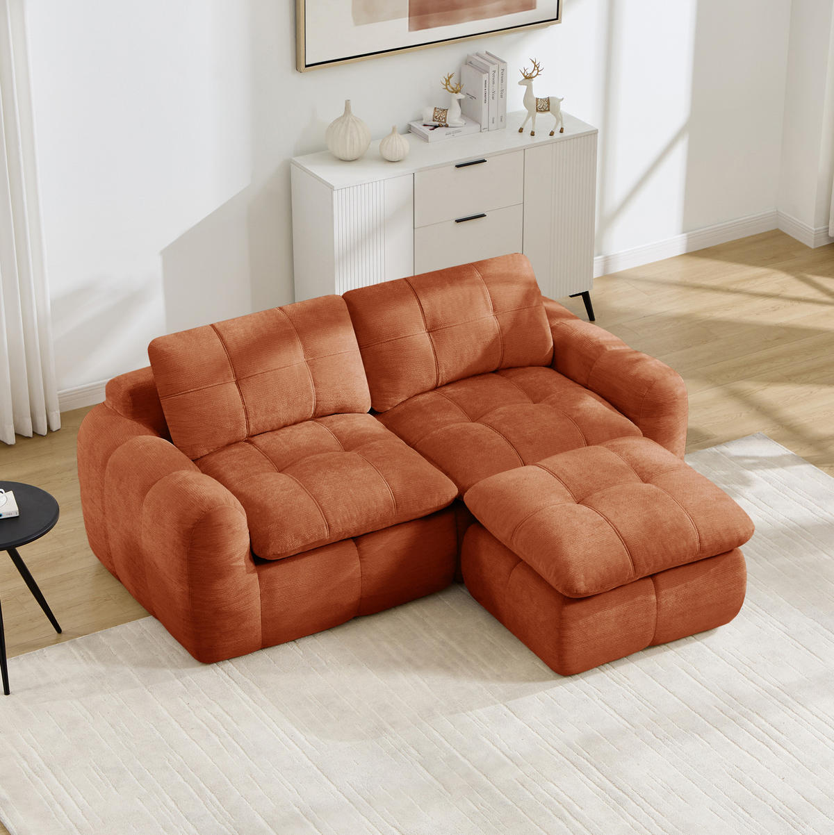 SOFA 194/160/68 cm in Orange aus Chenille, montagefrei und flexibel - Orange, Textil (160/68/194cm) - Flora Grace