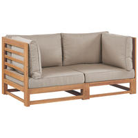 GARTENSOFA 2-Sitzer zertifiziertes Akazienholz hellbraun Auflagen taupe Trani - Hellbraun/Beige, Holz (150/72/75cm) - Beliani