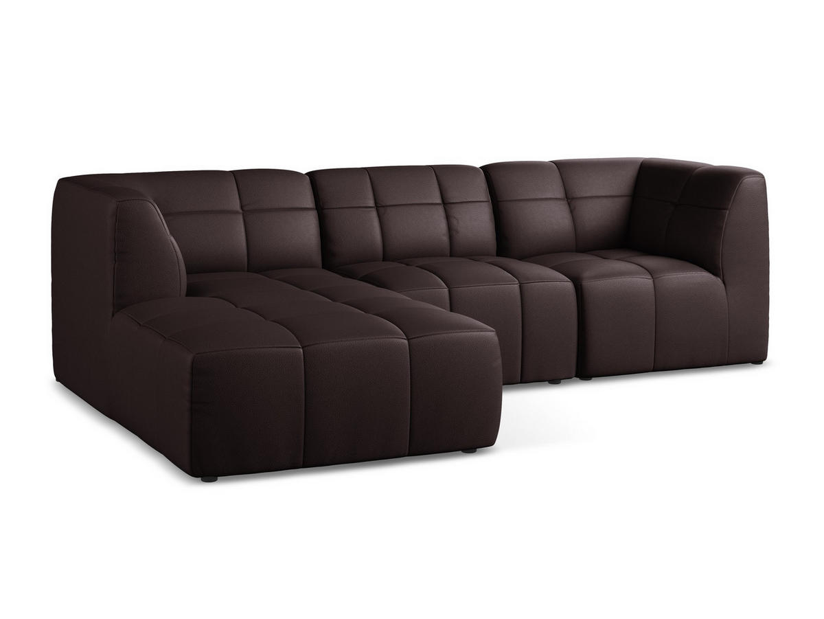 ECKSOFA Links Kunstleder Violett - Pflaume/Schwarz, Holzwerkstoff/Kunststoff (266/175cm) - Makamii