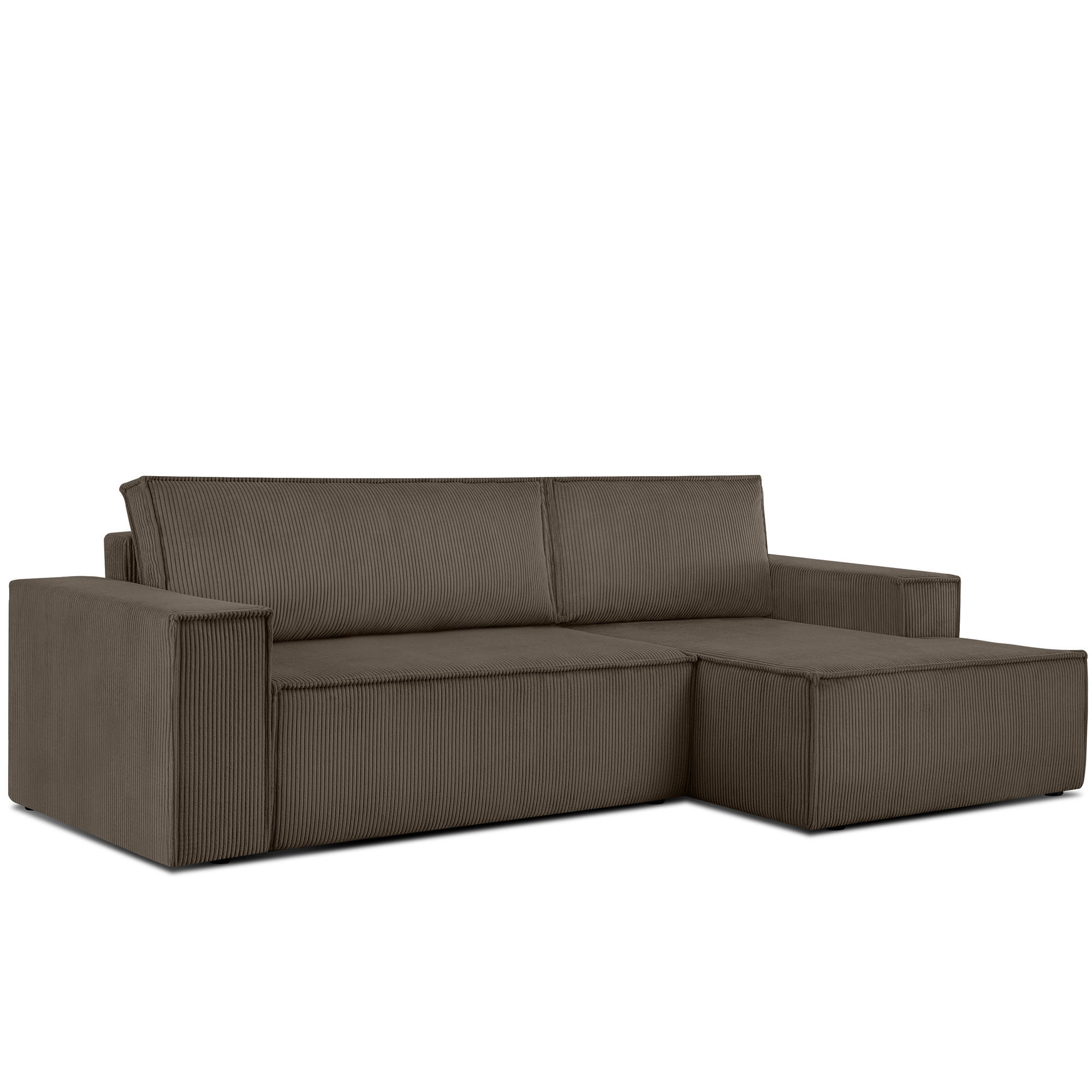 ECKSCHLAFSOFA-RECHTS NAPI in Pet Friendly Cord-Stoff, braun - Schwarz/Braun, Textil (262/148cm) - KONSIMO®