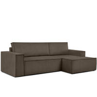 ECKSCHLAFSOFA-RECHTS NAPI in Pet Friendly Cord-Stoff, braun - Schwarz/Braun, Textil (262/148cm) - KONSIMO®