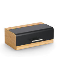 BROTKASTEN aus Bambus 36,3/20/13,5 cm - Schwarz, Naturmaterialen (20/13.5/36.3cm) - ZELLER