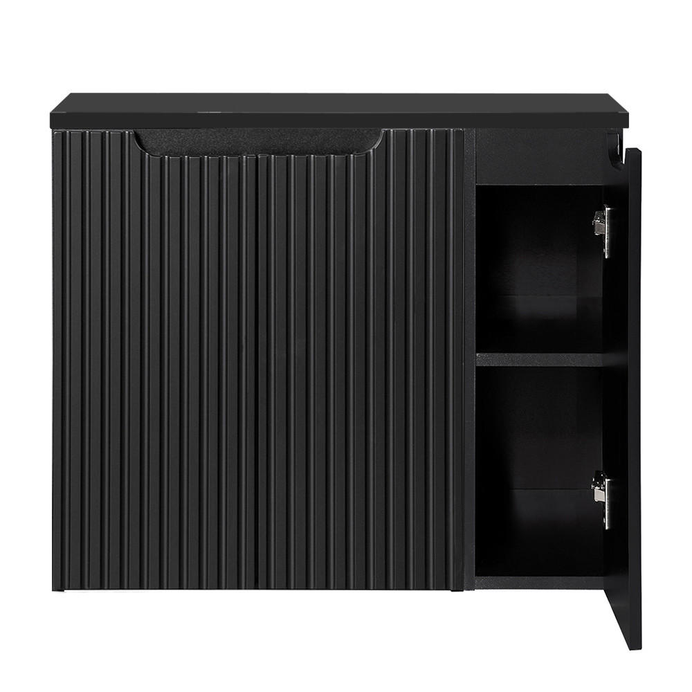 WASCHBECKENSCHRANK Newport-56 - Schwarz, Holzwerkstoff (80/60/40cm) - Lomado