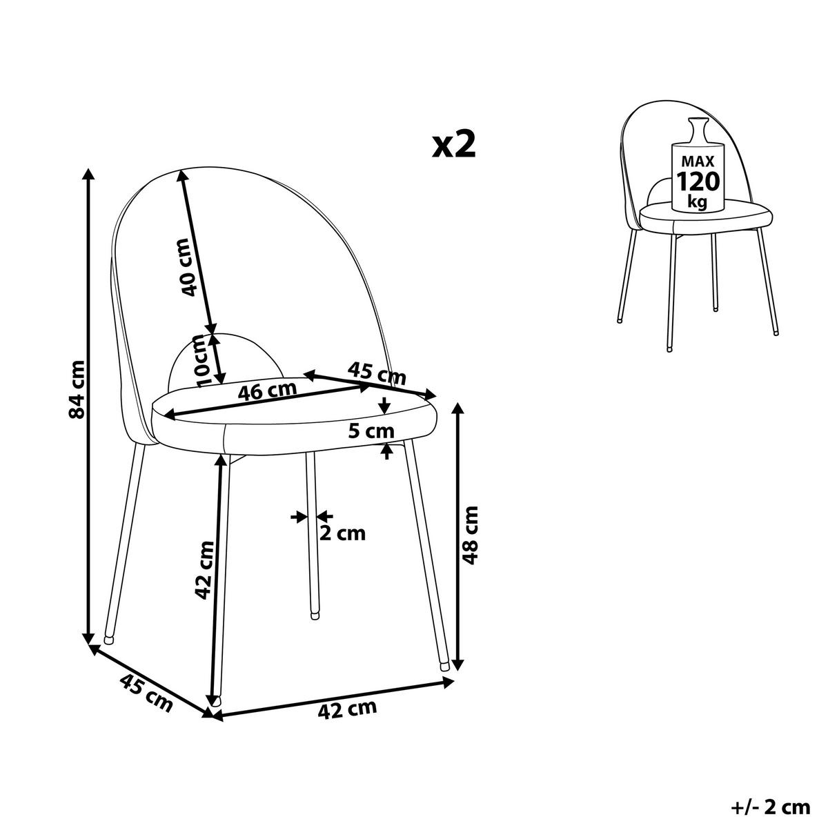 ESSZIMMERSTUHL 2er-Set Samtstoff Grün Covelo - Grün, Textil/Metall (46/84/45cm) - Beliani