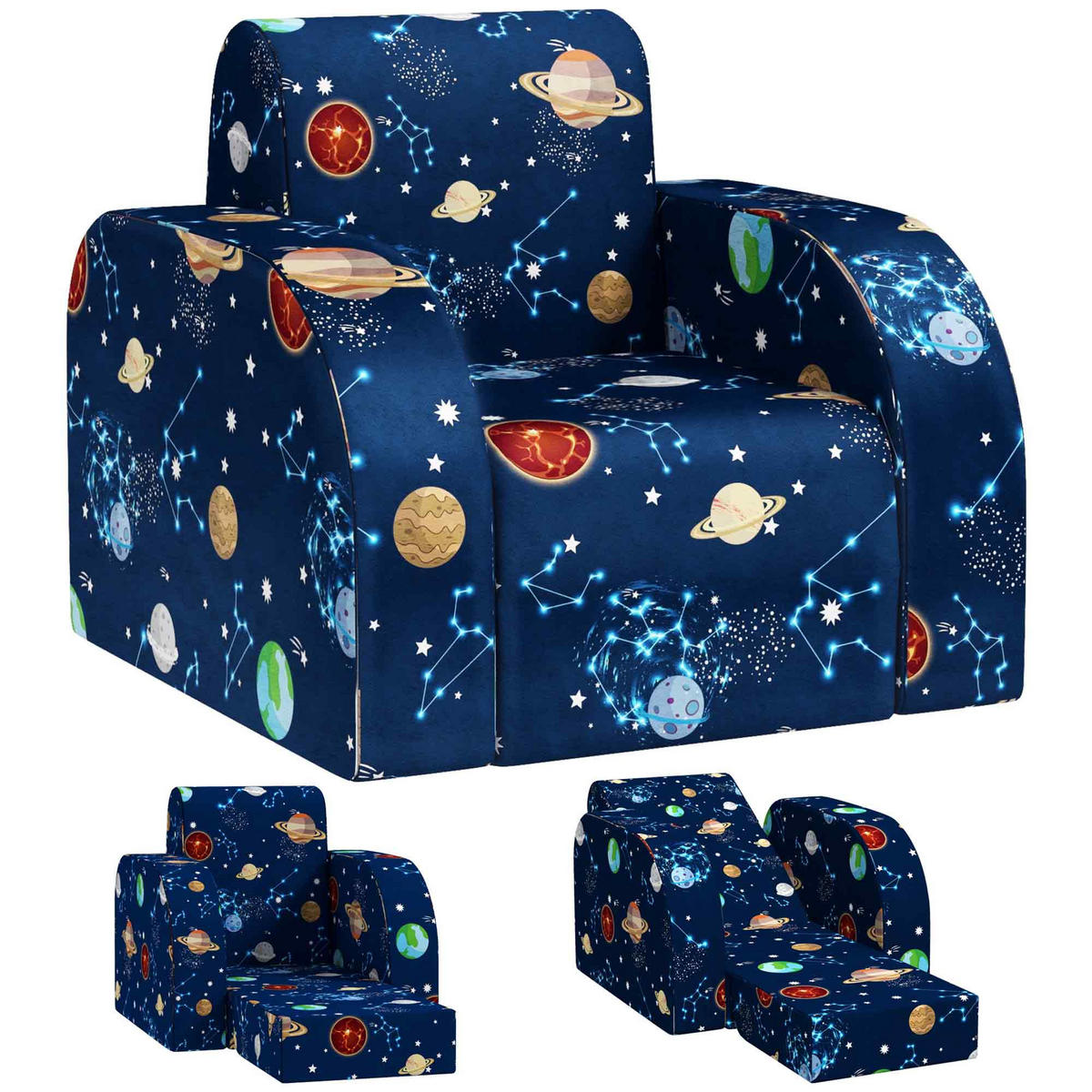 KINDERSESSEL, Schaumstoff, Blau, 46,5L x 93B x 28,5H cm - Blau, Metall (93/28.5/46.5cm) - AIYAPLAY