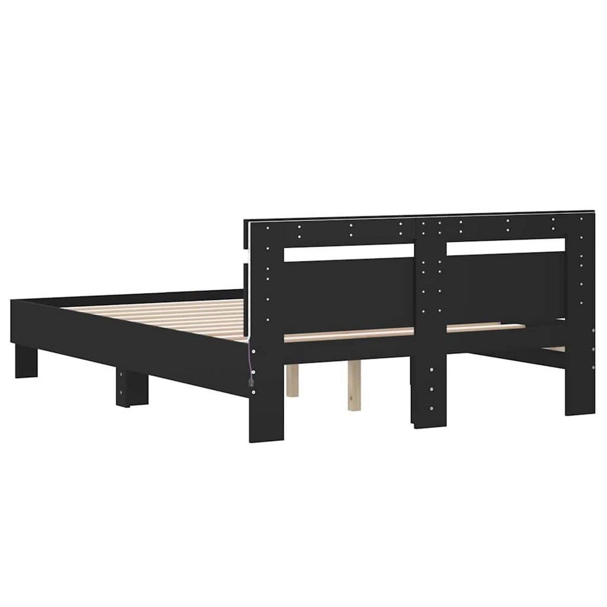 BETT Mit Led-Beleuchtung Ohne Matratze Schwarz 120/200 Cm - Schwarz, Holzwerkstoff (120/200cm) - vidaXL