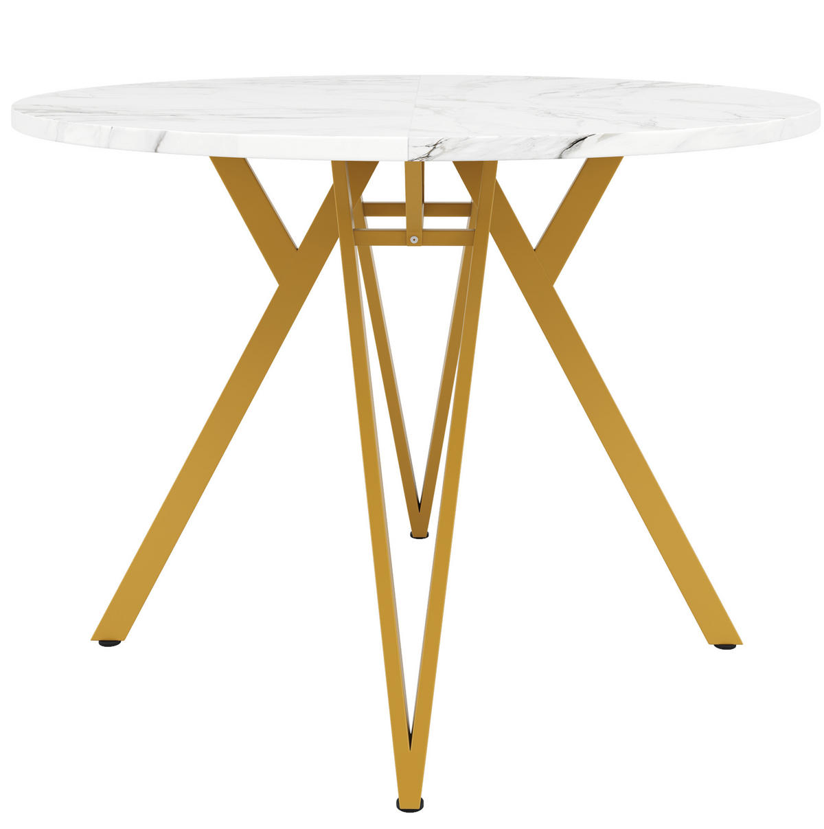 ESSTISCH, MDF mit Marmormuster & Metallgestell, 100/100/76 cm, Gold - Goldfarben, Holzwerkstoff (100/100/76cm) - Redom