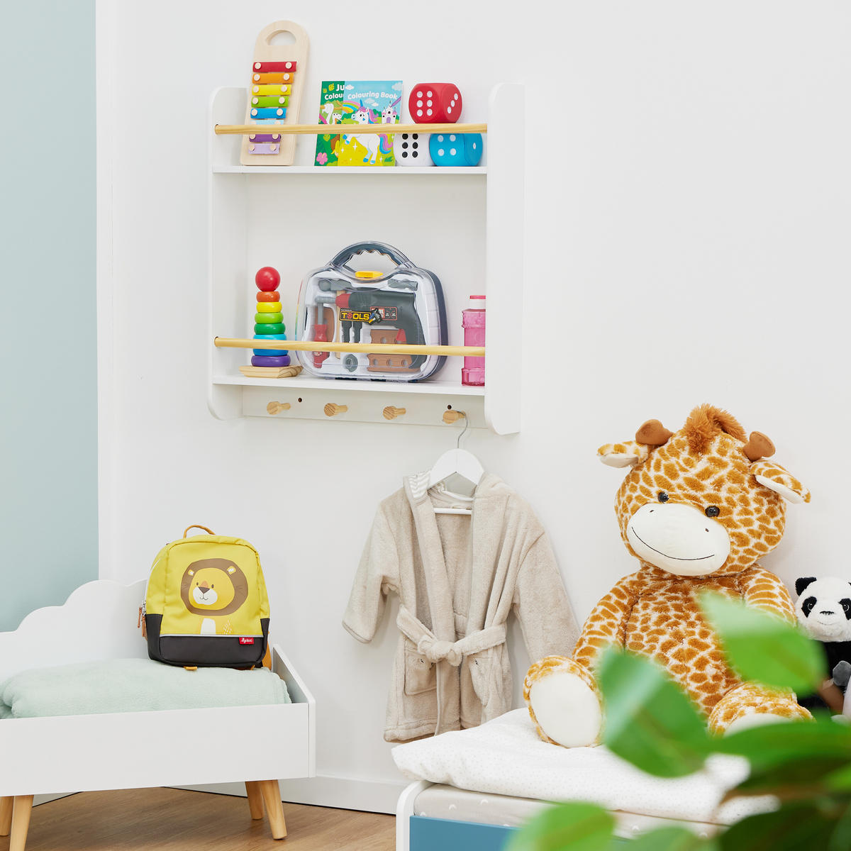 KINDERREGAL - Weiß, Holz/Holzwerkstoff (60/62.5/12cm) - Relaxdays
