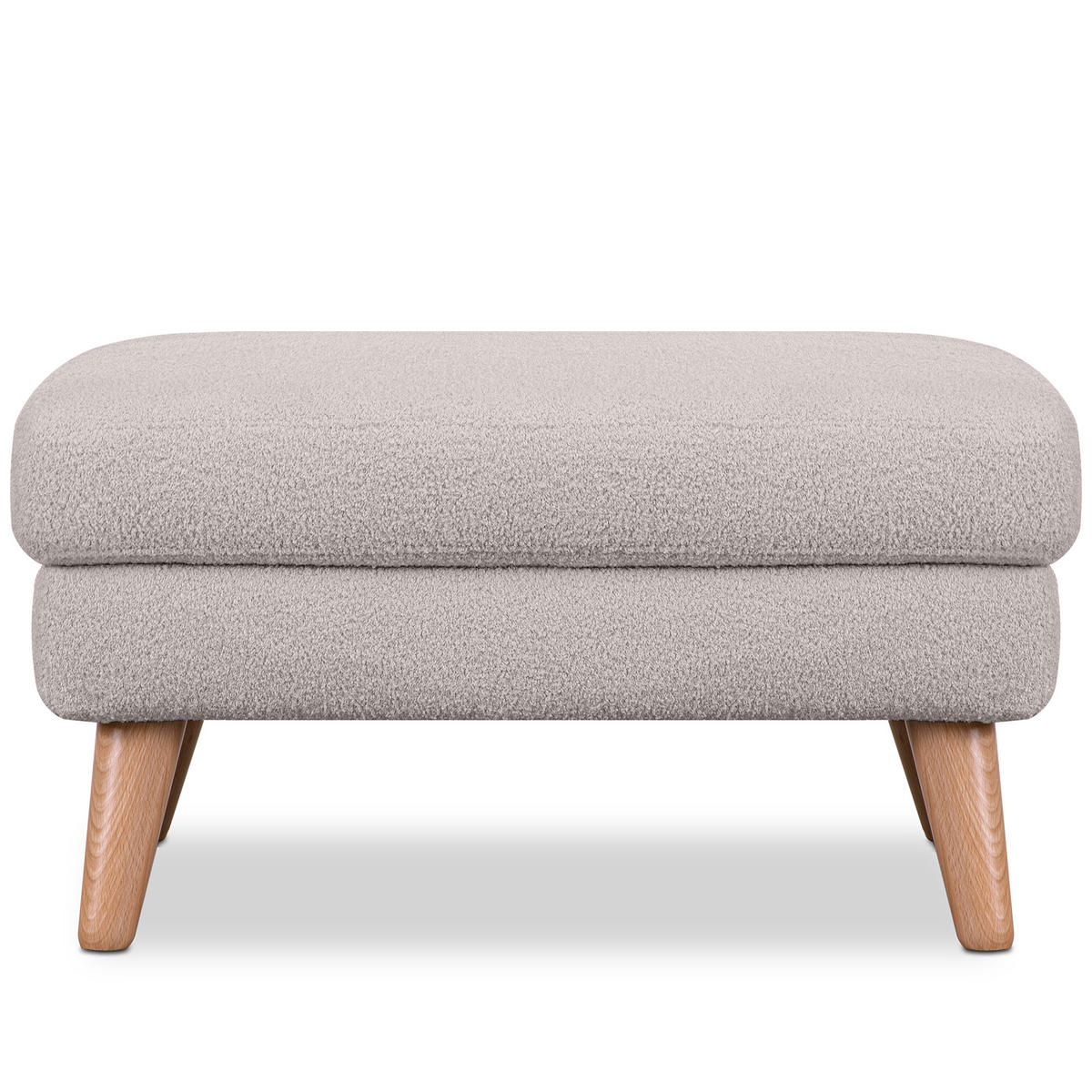 SITZHOCKER TAGIO Pouffe, hellgrau - Hellgrau/Braun, Buchenholz/Textil (65/46/80cm) - KONSIMO®