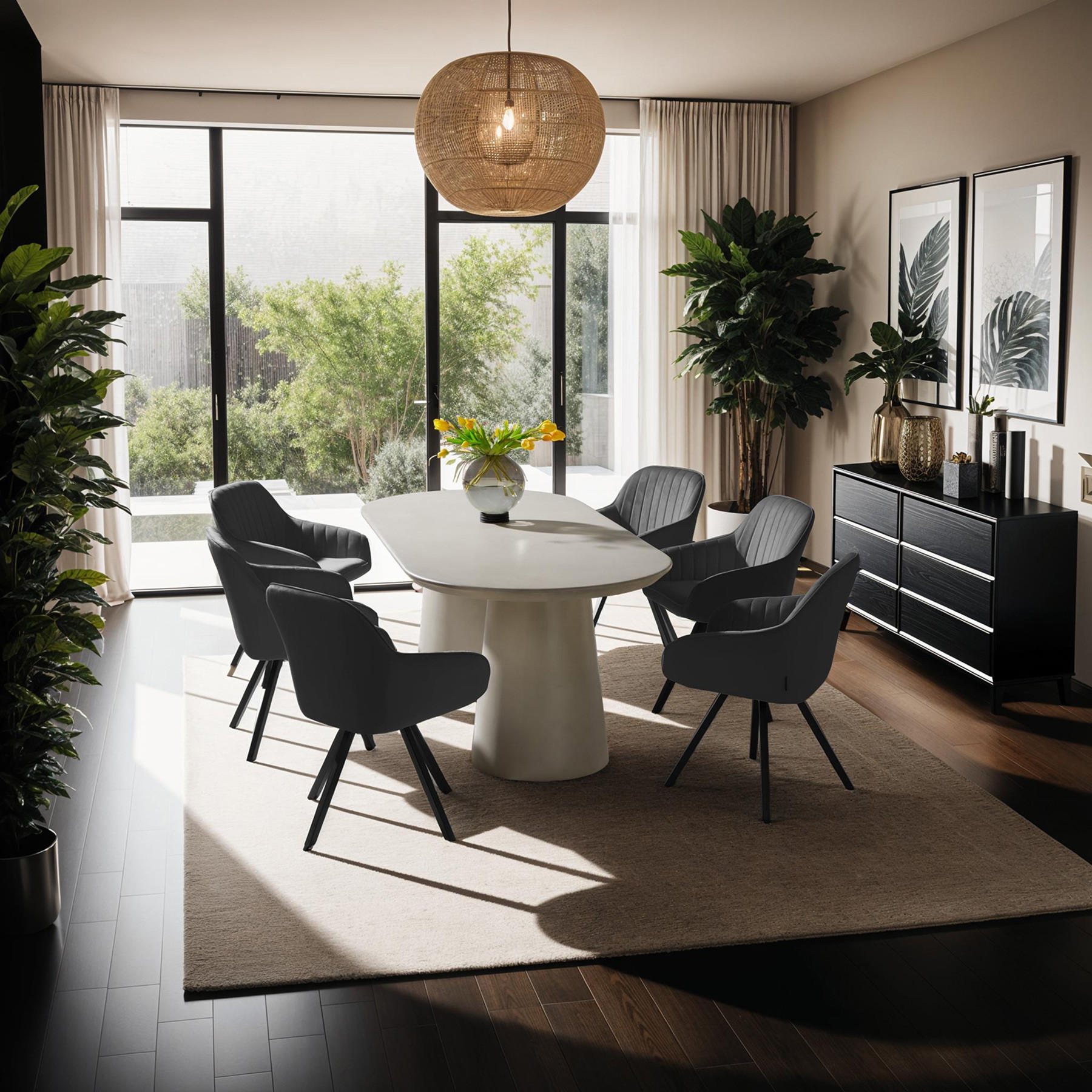 Thumbnail - tectake Armlehnstuhl, Schwarz, Textil, 58x82x58 cm, Esszimmer, Stühle, Esszimmerstühle, Armlehnenstühle