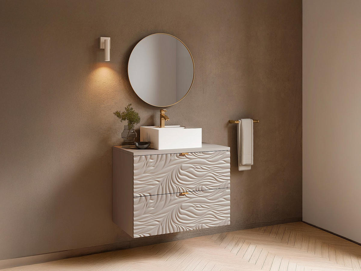 EINZELWASCHTISCH - 80 cm x 46 cm - Holz, Platte - Beige - RINAREL - Beige, Holz (80/60/46cm) - Vente-Unique