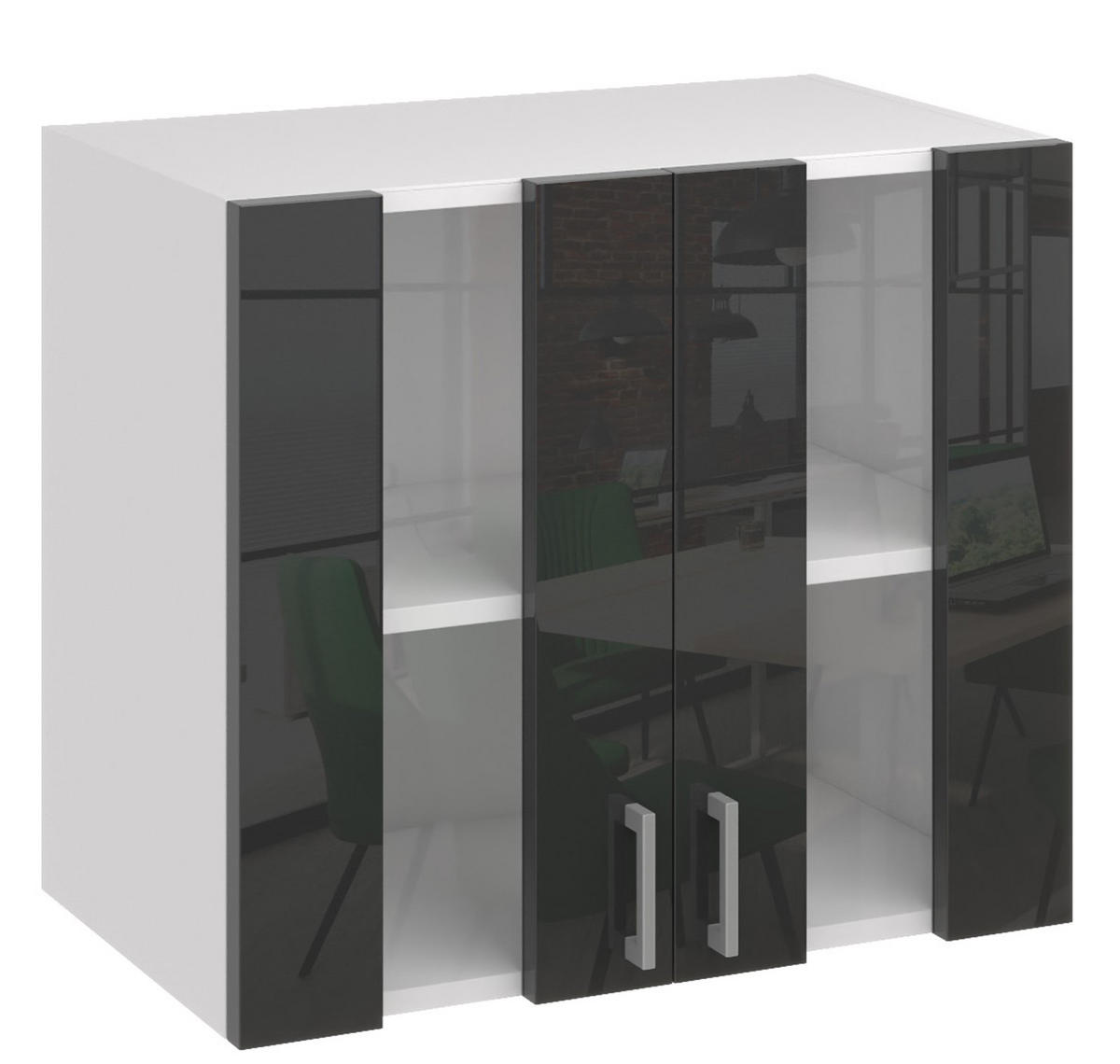 KÜCHENHÄNGESCHRÄNKE G80 2DS1 glänzend schwarz - Schwarz Hochglanz, Holzwerkstoff (80/60/31cm) - roe furniture