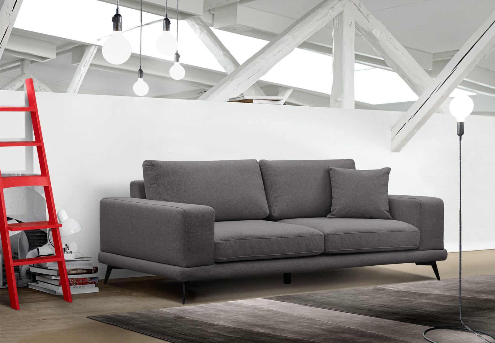 SOFA MEDIOLANE 3-Sitzer, graphitfarben - Graphitfarben, Holzwerkstoff/Textil (233/87/96cm) - Courtois Laville