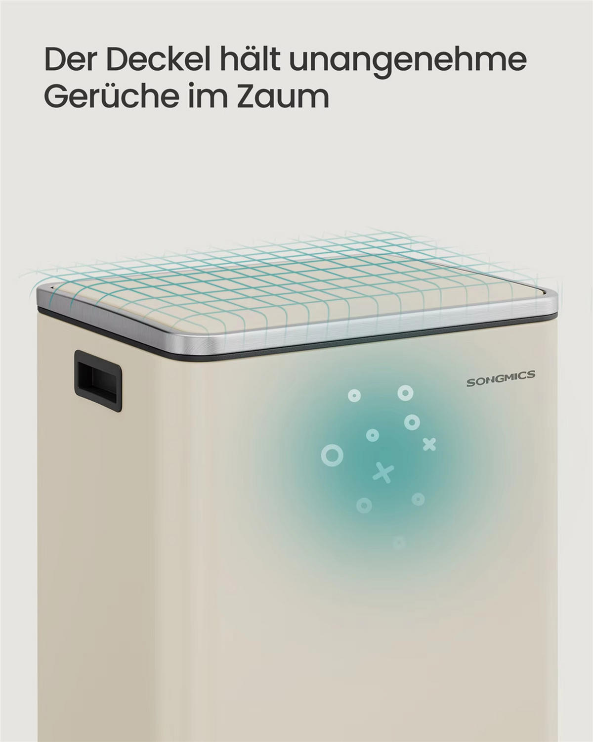ABFALLSAMMLER 50 L Stahl Softclose Deckel Mülleimer - Beige, Metall (41.6/64.7/37.2cm) - Kaket