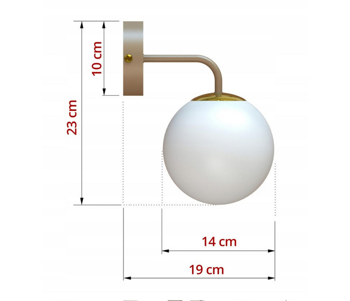 WANDLEUCHTE ECRU II - Beige/Goldfarben, Glas/Metall (19/23/14cm) - kiki design