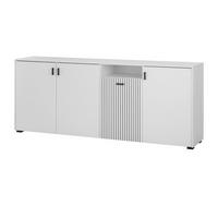 SIDEBOARD weiß matt, Kommode 200 cm mit 12 Fächern und Soft-Close - Schwarz/Weiß, Holzwerkstoff/Kunststoff (200/80/42cm) - Furn.Design